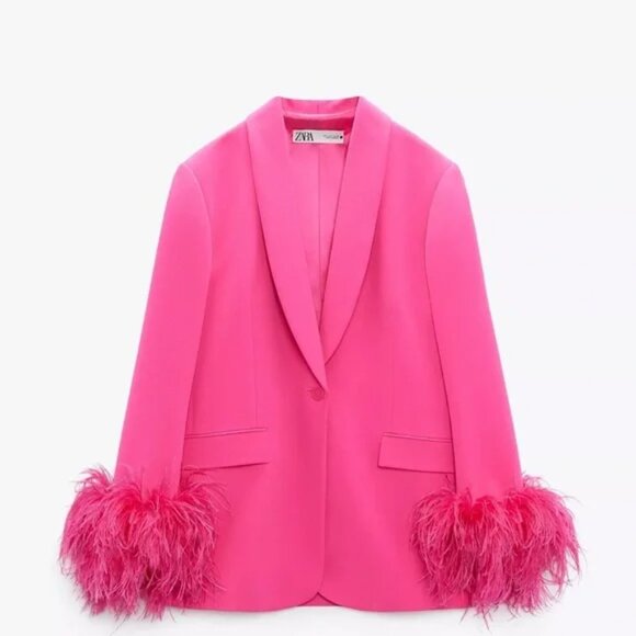 Zara Pink Blazer Feather Cuff (XS)